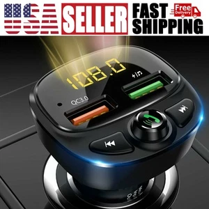 Voiture Bluetooth 5.0 Sans Fil Transmetteur FM QC3.0 Mains Libres Radio AUX Adaptateur USB - Photo 1/5