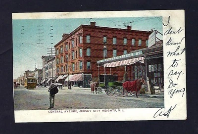 c1905 Postcard Central Ave Street View Jersey City Heights , New Jersey - Image 1 of 2