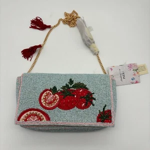 NUEVO CON ETIQUETAS Bolso Bandolera Tomate Adornado con Cuentas Cartera TikTok Viral Artesanal India - Imagen 1 de 6