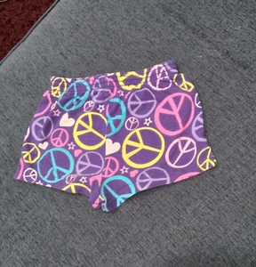 Circo girls cotton shorts S 6/6X elastic waist purple peace signs hearts pink - Picture 1 of 2