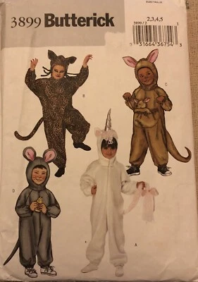 Butterick 3899 Kids Costumes Animal Jumpsuit Unicorn pattern Age 2-5 Cut To 5 - Image 1 of 2
