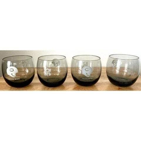 (SET OF 4) Vintage 1970'S CHICAGO BEARS DRINKING GLASSES 3.25" NFL FOOTBAL RARE Cover