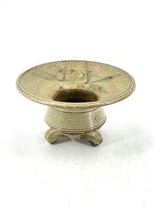 Vintage Signed PC Peter Chan Footed Raku Flower Frog 36 Pins Studio Art Pottery - Picture 1 of 9