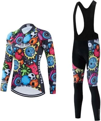 (Vendedor de EE. UU.) Conjunto de camisa de bicicleta de manga larga para mujer + juego de babero Foto 1 de 4