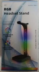 Soporte universal para auriculares para juegos RGB doble auricular colgante 2 puertos USB soporte - Imagen 1 de 13