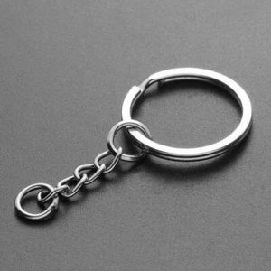 10 Pack Key Rings with Short Chain - Polished Silver Split Ring Keyrings - Picture 1 of 9