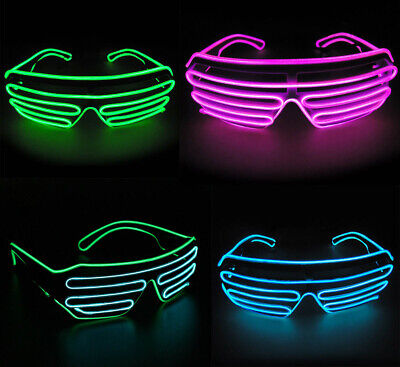 EL Filo Neon LED Luce Occhiali Da Sole Eyewear Shade Nightclub Halloween Rave Party S • 7.10€