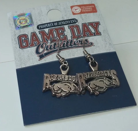 University of Arkansas Razorbacks Hogs Pigs Silver Earrings ( Game Day Outfitter Cover