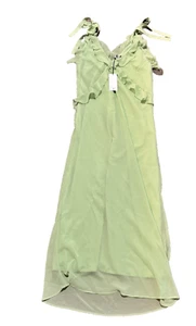 Vestido Christian LaCroix Mujer Midi Volantes Verde Pastel Corbata Hombro Y2K Nuevo -S - Imagen 1 de 4