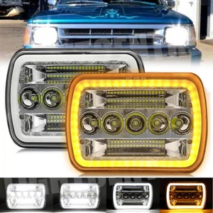 Pair 5x7" 7x6" LED Headlights Halo Beam DRL For Mazda B2000 B2200 B2600 RX-7 GLC - Picture 1 of 11