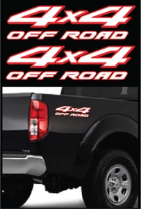 4X4 OFFROAD WHITE / RED DECALS FOR NISSAN FRONTIER TRUCKS 2-PACK- SIZE 4"x15" - Picture 1 of 1
