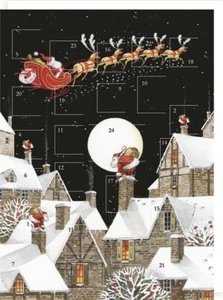 Chimenea Trineo de Papá Noel Tradicional 24 Puertas Navidad Cuenta Regresiva Calendario de Adviento Gif - Imagen 1 de 1