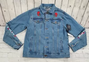 Brooklyn Cloth Medium Blue Denim Jacket Roses MENS SIZE LARGE - Picture 1 of 6