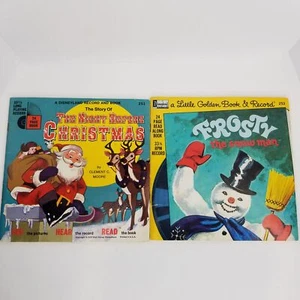 Schallplatte und Buch Weihnachtsset Disneyland Vintage Night Before Frosty Snowman - Bild 1 von 7