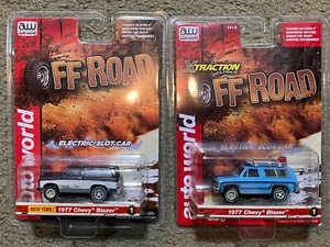 2 New! AW Xtraction HO Slot Car Lot Sealed Mip 1977 Chevy Blazer Blue & B&W Set! - Picture 1 of 2
