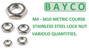 HALF NUT. HEX LOCK NUT ( M4 - M10 ) IN A2 STAINLESS STEEL. HALF NUT DIN439 - Picture 1 of 2