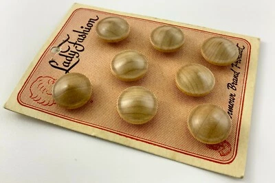 Set of 8 Wooden Vintage Lady Fashion Buttons .5in Stripes Pattern 204D - Image 1 of 4