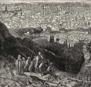 Damaskus Syrien Blick vom Berg Qasioun Moscheen Drusen Speere Turbane 1860 - Bild 1 von 2