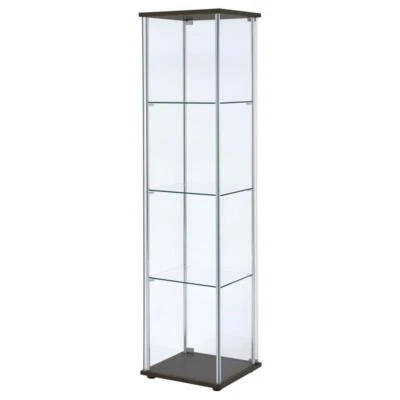 Coaster Contemporary 4 Shelf Glass Curio Cabinet in Cappuccino - Image 1 of 4