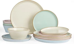 Saturn Dinnerware Sets, Plates and Bowls Sets for 4,12 Pieces Stoneware Dish Set - Picture 1 of 7