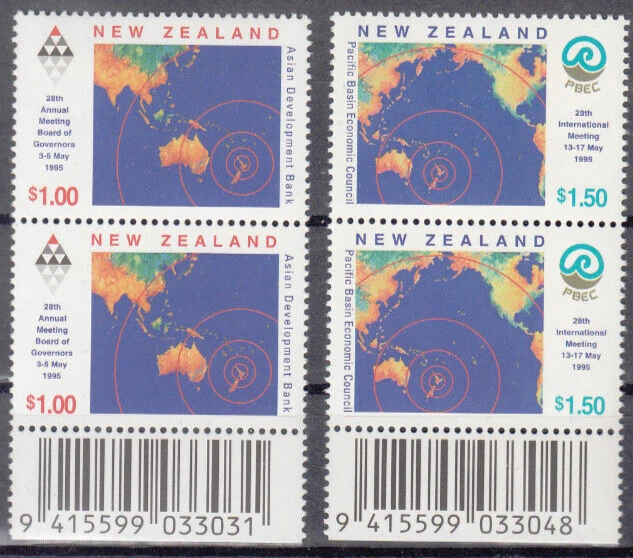 NEW ZEALAND – 1995 “ASIAN CONFERENCES” 2v set as barcode pairs (MUH) - image 1 of 1