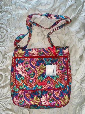 Bolso de correo Vera Bradley con doble cremallera - Paisley in Paradise - RETIRADO, DIFÍCIL DE ENCONTRAR, NUEVO CON ETIQUETAS Foto 1 de 4