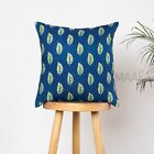 Hand Block Print Indian Cotton Decorative Green Floral Pillow Case Cushion Cover