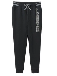 SO Big Girl's Love Graphic Print Elastic Waistband Black Fleece Joggers - NWT - Picture 1 of 4