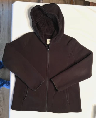 Faded Glory Black Heavy Fleece Zip Up Hoodie Women's Size M (8-10) EC - Image 1 of 4