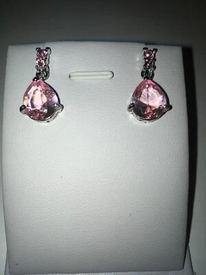 Pink Sapphire (lab-created) Gemstone Earrings - Image 1 of 4