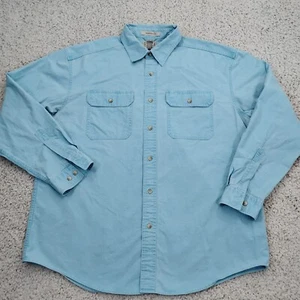VINTAGE L.L. Bean Shirt Mens Large Blue Button Outdoor Camp Hiking Double Pocket - Picture 1 of 13