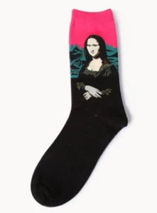 Hot Pink Mona Lisa Socks Novelty Unisex  Crazy Fun SF1268 - Picture 1 of 1