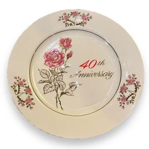 40th Anniversary Serving Plate Romance Rose Collection Japan Gold Flowers Bells - Picture 1 of 8