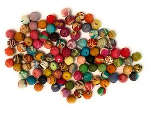 Cuentas de tela Kantha recicladas - Paquete de 100 cuentas de 6 mm - Imagen 1 de 1
