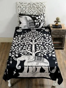 Elefant Baum des Lebens Mandala Bettwäsche Set Pure Baumwolle Bettlaken Zwilling - Bild 1 von 4
