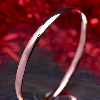 18K 18CT ROSE GOLD FILLED SLIP ON SOLID BANGLE LADY WOMENS SHINING BRACELET 6MM Foto 1 de 4
