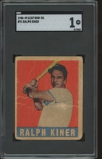 1948 LEAF RALPH KINER 91 POOR HOF RC SGC 1 BASEBALL PITTSBURGH PIRATES