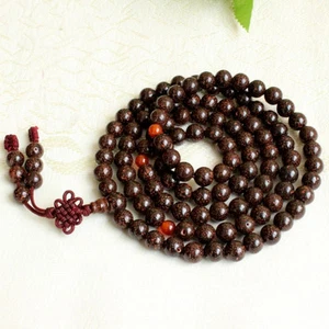 8mm Tibetan Buddhism 108 red dot star & moon bodhi Prayer Beads Mala Necklace - Picture 1 of 3