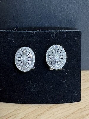 NWT Ross Simons.20ct T.W. Diamond Vintage Style Earrings- Sterling Silver- Italy - Image 1 of 4