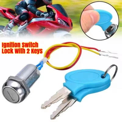 1/2x Electric Bike Scooter Universal 2 Wire With 2 Keys Ignition Switch Key Lock - Image 1 of 4