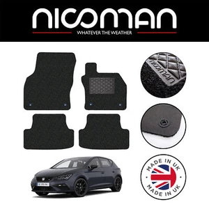 Juego alfombrillas coche Seat Leon MK3 2013-2021 GENUINO LUJO a medida negras - Imagen 1 de 7