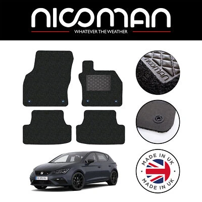 Juego alfombrillas coche Seat Leon MK3 2013-2021 GENUINO LUJO a medida negras Foto 1 de 4