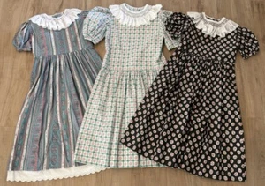 LOT OF 3 Girls Dress Cottage Core Prairie Dress Hand Made Smocked Sz 10-12? - Picture 1 of 24