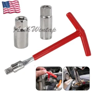 Spark Plug Removal Tool 16mm & 21mm T-Handle Flexible Spanner Socket Wrench Set - Picture 1 of 5