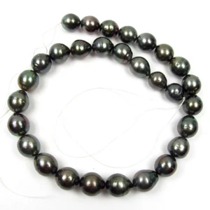 17" 12.5-15mm Loose Baroque Tahitian Black / Peacock Green Pearl Strand - Picture 1 of 2