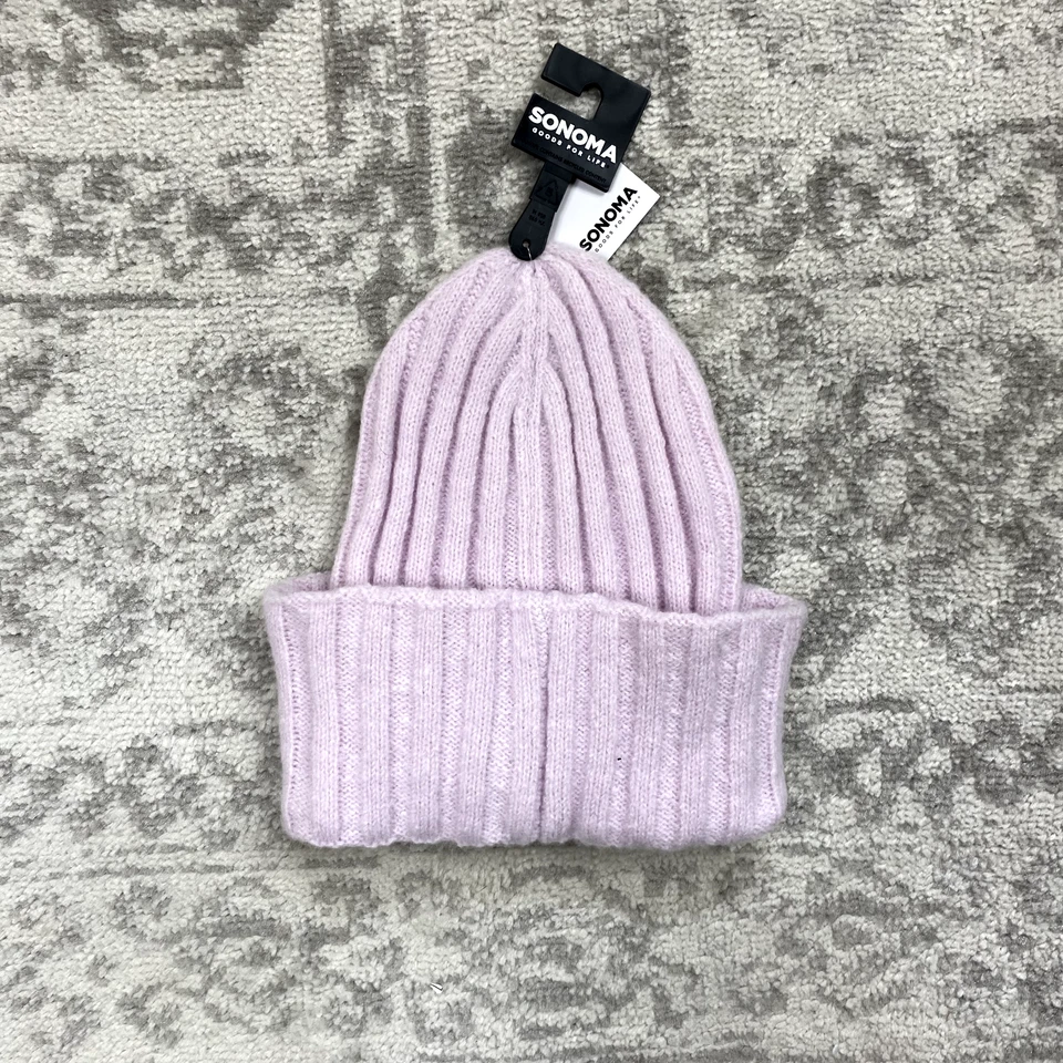 SONOMA Beanie Goods For Life Women's Wide Rib Knit Purple One Size O/S