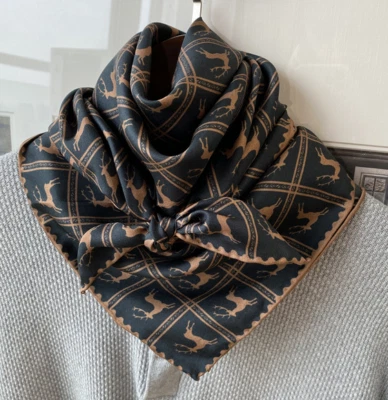 100% Seda 25" Bufanda Sarga Cuadrada Hombres Mujeres Pañuelo Chal Envoltura Marrón SC45-3 Foto 1 de 2