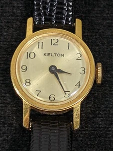 Vintage Kelton Womans Manual Mechanical Leather Band Watch 6.5 Inch - Picture 1 of 8