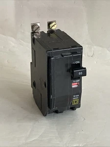 SQUARE D QOB260 Circuit Breaker 2 Pole 60 A 120/240V Yellow "D" w OEM Bus Screws - Picture 1 of 24