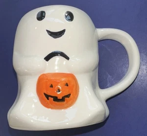 Nueva taza de café de cerámica con forma de fantasma dulce con un cubo de calabaza 14,2 OZ ¡NUEVA! - Imagen 1 de 7